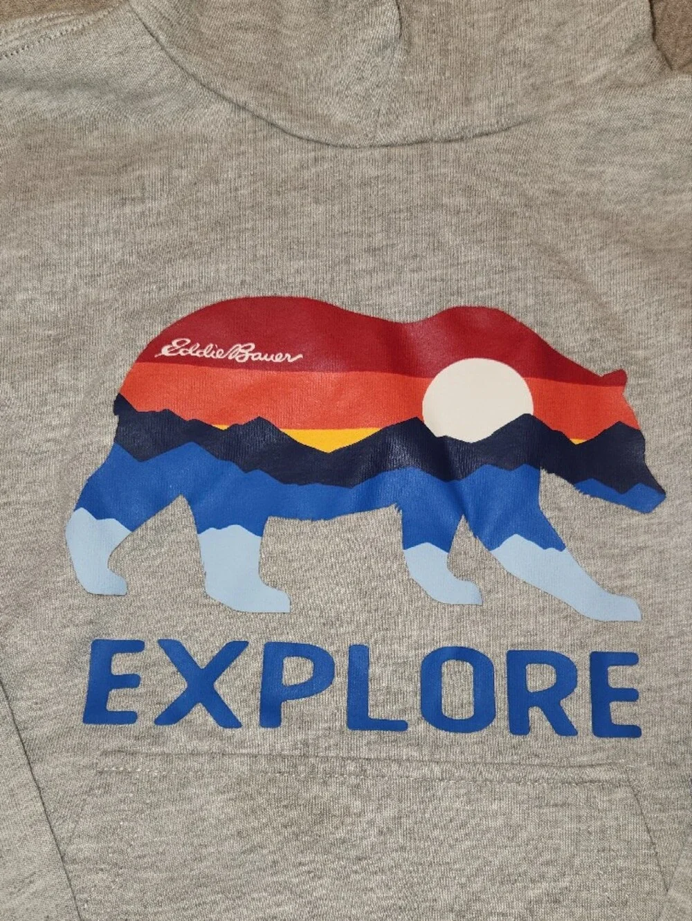 Eddie Bauer Kids Explore Bear Graphic Hoodie Gray Size XS 5/6
